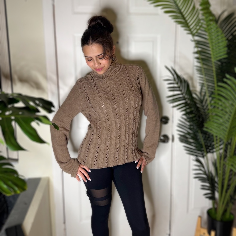 Calvin Klein Jeans Taupe/Warm Beige Turtleneck Sweater